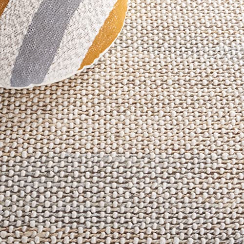 Safavieh Natura Collection 4' x 6' Natural/Light Grey NAT221A Handmade Farmhouse Coastal Boho Jute & Wool Area Rug