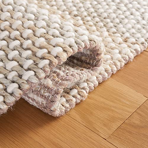 Safavieh Natura Collection 4' x 6' Natural/Light Grey NAT221A Handmade Farmhouse Coastal Boho Jute & Wool Area Rug