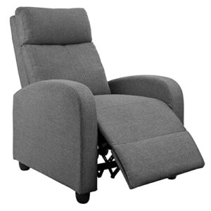 JUMMICO Recliner Chair Adjustable Home Theater Single Fabric Recliner Sofa Furniture with Thick Seat Cushion and Backrest Modern Living Room Recliners (Aurora Grey)