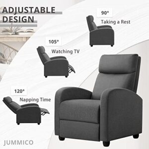 JUMMICO Recliner Chair Adjustable Home Theater Single Fabric Recliner Sofa Furniture with Thick Seat Cushion and Backrest Modern Living Room Recliners (Aurora Grey)