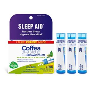 boiron coffea cruda 30c homeopathic sleep aid for restless sleep, mental hyperactivity, racing thoughts, and difficulty sleeping – 3 count (pack of 1) (total 240 pellets)