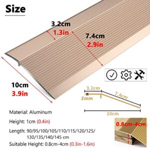 ETULLE Floor Transition Strip Wood to Tile, Aluminum Reducer Strip Wide 10cm Carpet Flooring Edge Trim with Non Skid Groove, 36 40 50 67 Inch Threshold Ramp (Color : Silver, Size : W 10CM - L 153