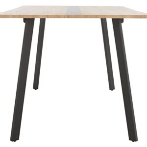 Safavieh Home Collection Leith Mid-Century Scandinavian Natural/Black Stripe Rectangle Dining Table