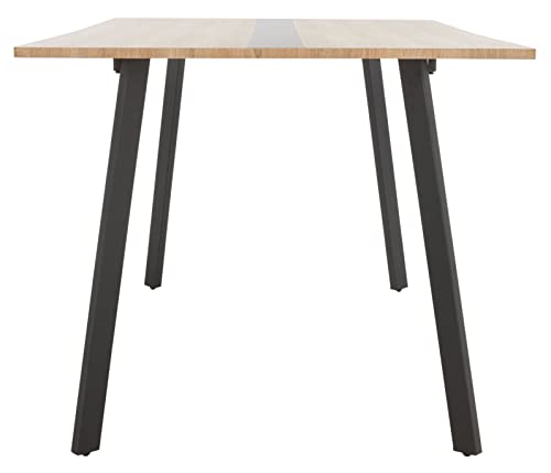 Safavieh Home Collection Leith Mid-Century Scandinavian Natural/Black Stripe Rectangle Dining Table