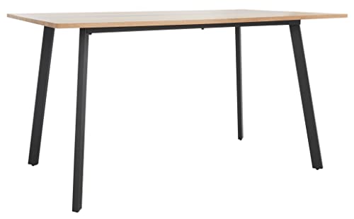 Safavieh Home Collection Leith Mid-Century Scandinavian Natural/Black Stripe Rectangle Dining Table