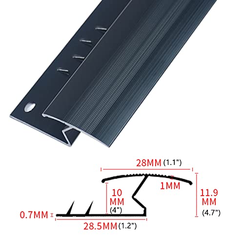 Floor Transition Strip for Gap, Black Floor Transition Strip Carpet to Vinyl, Flooring Reducer Edge Trim Carpet to Wood, Carpet Threshold Transition Strip for Tile, Long 30 40 50 60 Inch ( Size : Leng