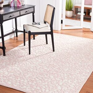 Safavieh Trace Collection 3' x 5' Ivory/Pink TRC103U Handmade French Country Scroll Wool Entryway Living Room Foyer Bedroom Accent Rug