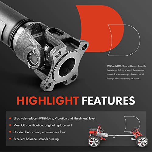 A-Premium Front Complete Drive Shaft Prop Shaft Driveshaft Assembly Compatible with Jeep Wrangler 2007 2008 2009 2010 2011 3.8L, 4WD, Replace# 52753319AC, 52853317AC