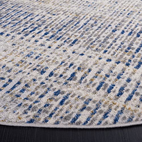 Safavieh Palma Collection 6'7" Round Beige/Blue PAM356A Modern Contemporary Abstract Non-Shedding Entryway Foyer Living Room Bedroom Kitchen Area Rug