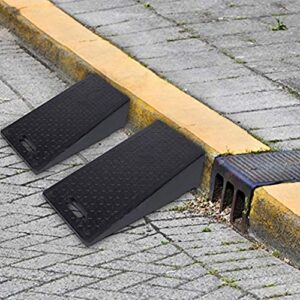 GUENZO Threshold Ramp, Rubber Kerb Ramps Heavy Wheelchair Threshold Ramp Portable Car Slope Mat Tire Slip Thick PVC Splicable, 2 Sizes (Color : Black, Size : 60X30X19CM)