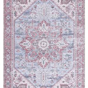 Safavieh Tucson Collection Machine Washable Slip Resistant 8' x 10' Grey Blue/Rust TSN102G Oriental Medallion Living Room Dining Bedroom Area Rug