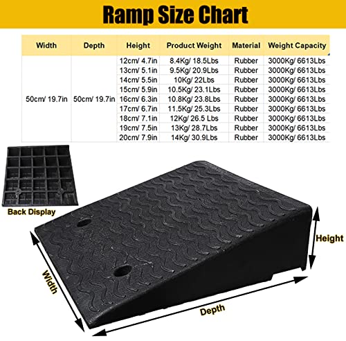 Threshold Ramp, 5 in/ 6 in/ 7 in/ 8 in Rise Curb Ramp with Screws, Heavy Duty Rubber Threshold Ramp for Cars Scooter, Loading Dock Garage Entry Non Slip Ramps (Color : Black, Size : 14cm/5.5in Rise