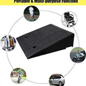 Threshold Ramp, 5 in/ 6 in/ 7 in/ 8 in Rise Curb Ramp with Screws, Heavy Duty Rubber Threshold Ramp for Cars Scooter, Loading Dock Garage Entry Non Slip Ramps (Color : Black, Size : 14cm/5.5in Rise