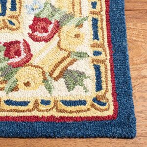 Safavieh Heritage Collection 2'3" x 12' Navy/Ivory HG657N Handmade Traditional Oriental Wool Runner Rug