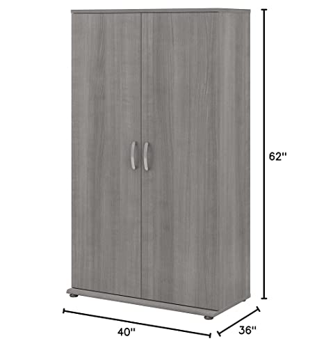 Bush Business Furniture Tall Garage Storage Cabinet with Doors and Shelves, Platinum Gray