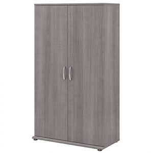 bush business furniture tall garage storage cabinet with doors and shelves, platinum gray