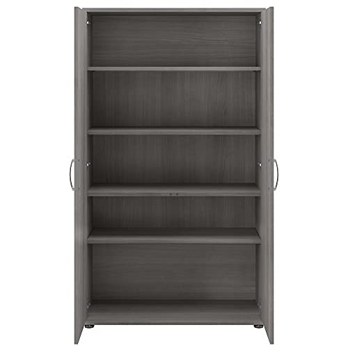 Bush Business Furniture Tall Garage Storage Cabinet with Doors and Shelves, Platinum Gray