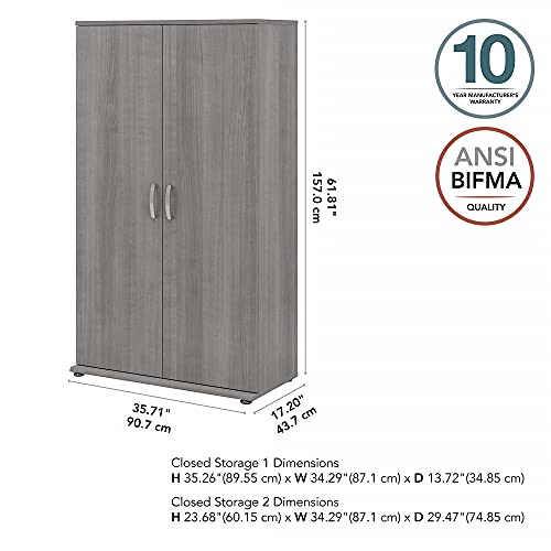 Bush Business Furniture Tall Garage Storage Cabinet with Doors and Shelves, Platinum Gray