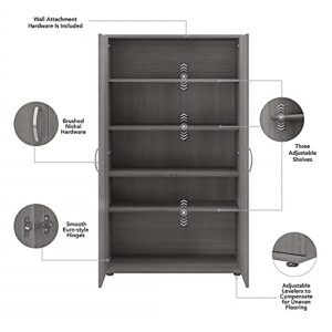 Bush Business Furniture Tall Garage Storage Cabinet with Doors and Shelves, Platinum Gray