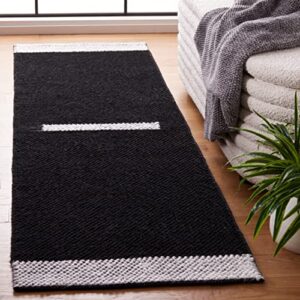 safavieh natura collection 2’3″ x 8′ black/ivory nat324z handmade flat weave modern contemporary stripe wool runner rug