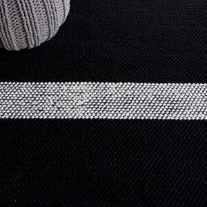 Safavieh Natura Collection 2'3" x 8' Black/Ivory NAT324Z Handmade Flat Weave Modern Contemporary Stripe Wool Runner Rug