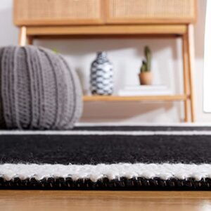 Safavieh Natura Collection 2'3" x 8' Black/Ivory NAT324Z Handmade Flat Weave Modern Contemporary Stripe Wool Runner Rug