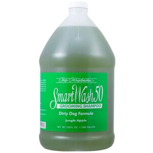 chris christensen smartwash 50 grooming shampoo jungle apple, groom like a professional, delightfully fragranced and concentrated, suitable for all coats, made in the usa, gallon