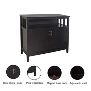 RASOO Buffet Cabinet with Storage Kitchen Dining Room Sideboard Buffet Storage Cabinet Buffet Server Cupboard Cabinet Console Table with 2 Doors and Adjustable Shelf