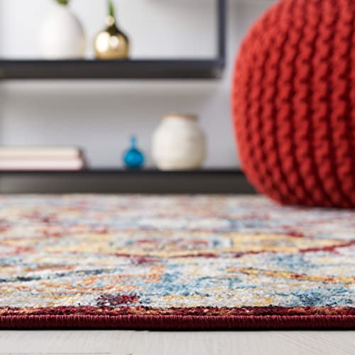 Safavieh Bayside Collection Machine Washable 6'7" x 6'7" Square Blue/Red BAY102M Living Room Dining Bedroom Area Rug