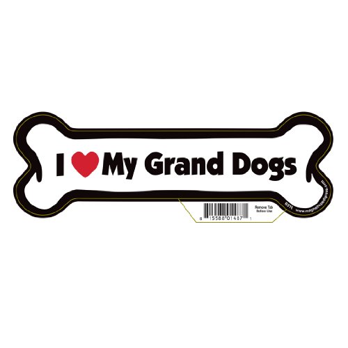 7" Dog Bone Magnet - Works Great on Cars, Refrigerators, Mailboxes and More (I Love My Grand Dogs)