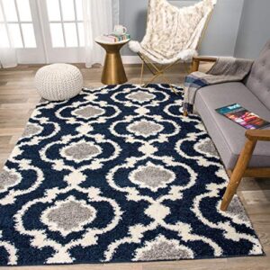 rugshop cozy moroccan trellis indoor shag area rug 6′ 6″ x 9′ navy
