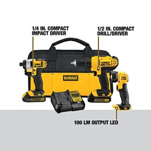 DEWALT 20V MAX* Cordless Drill Combo Kit, 3-Tool (DCK340C2)