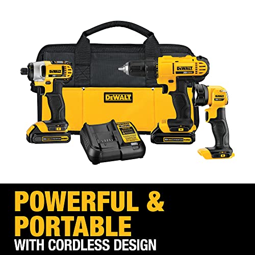 DEWALT 20V MAX* Cordless Drill Combo Kit, 3-Tool (DCK340C2)