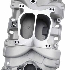 A-Premium Dual Plane Intake Manifold Compatible with Chevy V8 4.3L 262 265, 4.4L 267, 4.6L 283, 4.9L 302, 5.0L 305 307, 5.3L 5.4L 327, 5.7L 350, 6.6L 400, fits for Chevrolet 4-Barrel Spread Bore 82001