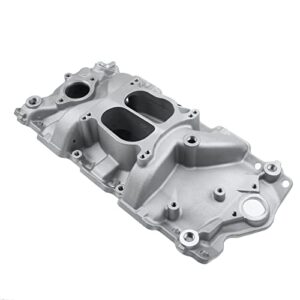 A-Premium Dual Plane Intake Manifold Compatible with Chevy V8 4.3L 262 265, 4.4L 267, 4.6L 283, 4.9L 302, 5.0L 305 307, 5.3L 5.4L 327, 5.7L 350, 6.6L 400, fits for Chevrolet 4-Barrel Spread Bore 82001