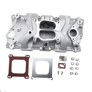 A-Premium Dual Plane Intake Manifold Compatible with Chevy V8 4.3L 262 265, 4.4L 267, 4.6L 283, 4.9L 302, 5.0L 305 307, 5.3L 5.4L 327, 5.7L 350, 6.6L 400, fits for Chevrolet 4-Barrel Spread Bore 82001