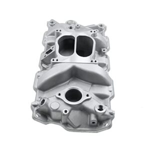 A-Premium Dual Plane Intake Manifold Compatible with Chevy V8 4.3L 262 265, 4.4L 267, 4.6L 283, 4.9L 302, 5.0L 305 307, 5.3L 5.4L 327, 5.7L 350, 6.6L 400, fits for Chevrolet 4-Barrel Spread Bore 82001