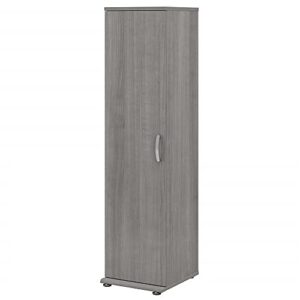 bush business furniture universal tall narrow storage cabinet with door and shelves, platinum gray