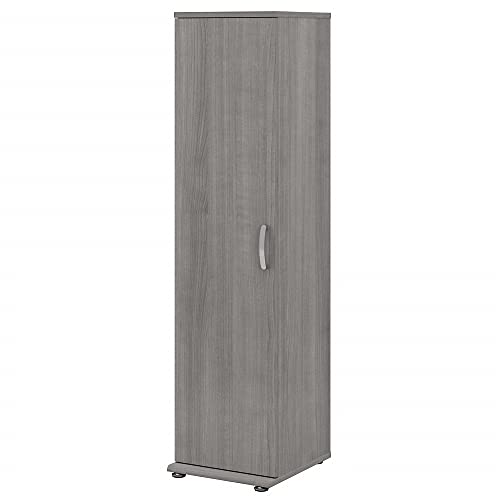 Bush Business Furniture Universal Tall Narrow Storage Cabinet with Door and Shelves, Platinum Gray