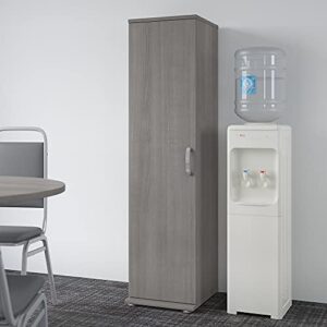 Bush Business Furniture Universal Tall Narrow Storage Cabinet with Door and Shelves, Platinum Gray