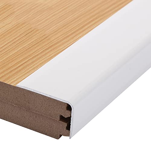 Doorway Uneven Floor Transition Strip, White L-Molding Floor Edging Transition Strip, Wood to Tile Protection Trim Strips for Uneven Floors, Heavy Duty Aluminum Alloy Threshold Strip, 35.4in Long ( Si