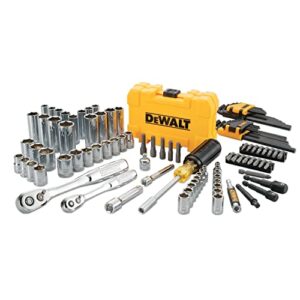 dewalt mechanics tools kit and socket set, 1/4″ & 3/8″ drive, sae, 108-piece (dwmt73801)