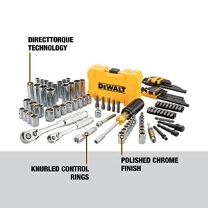 DEWALT Mechanics Tools Kit and Socket Set, 1/4" & 3/8" Drive, SAE, 108-Piece (DWMT73801)