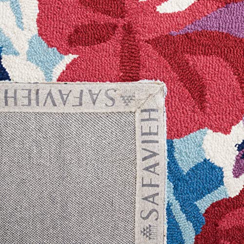 Safavieh Chelsea Collection 3' x 5' Blue/Rose HK219M Handmade French Country Floral Wool Area Rug