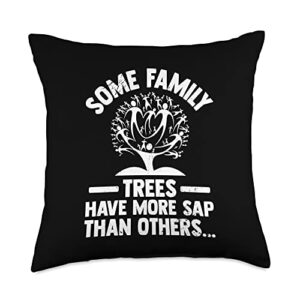 genealogy lover family pedigree history gift some family trees have more sap than others genealogy joke throw pillow, 18×18, multicolor