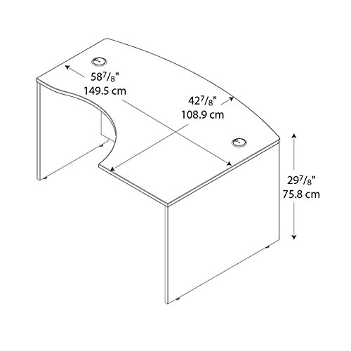 Bush Business Furniture Series C 60W x 43D Right Hand L-Bow Desk Shell in Mocha Cherry