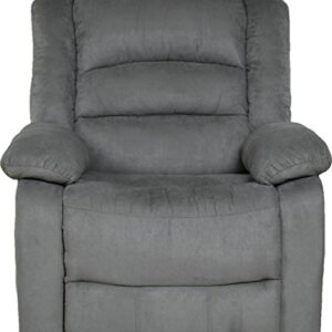 Relaxzen Longstreet Rocker Recliner with Massage, Heat and Dual USB Ports, Microfiber, Gray