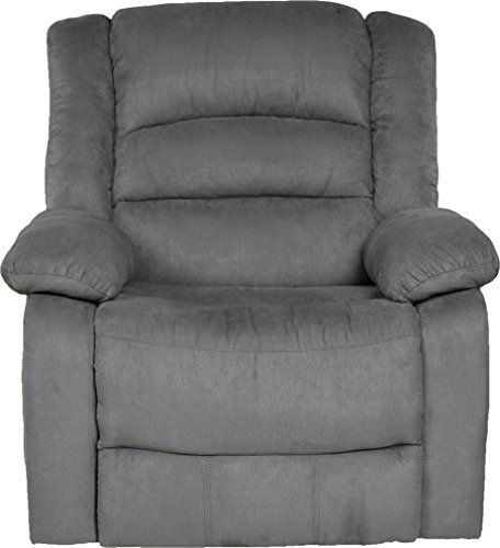 Relaxzen Longstreet Rocker Recliner with Massage, Heat and Dual USB Ports, Microfiber, Gray