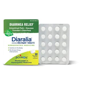 boiron diaralia tablets for diarrhea relief, gas, bloating, intestinal pain, and travler’s diarrhea – 60 count