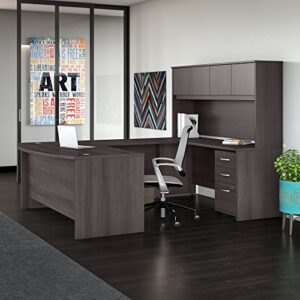 Bush Business Furniture Studio C Bow Front U Desk/Hutch, 72" x 36", Storm Gray